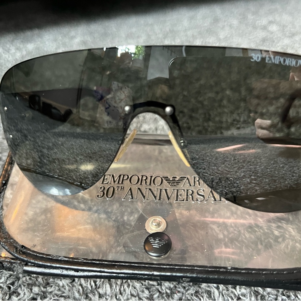 Emporio Armani Shield Sunglasses Black Smoke Lenses